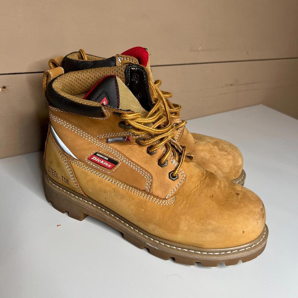 Dickies Men’s Steel Toe Waterproof Work Boots Tan Leather Size 7.5 ASTM F2413-11